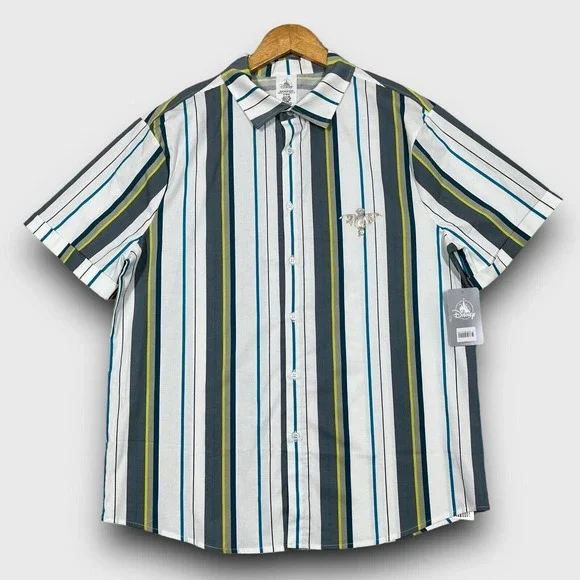 Disney Haunted Mansion Mens Medium Multicolor Striped Madame Leota Button Shirt - Picture 1 of 10